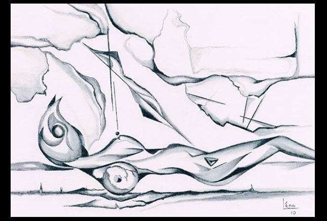 Charcoal painting by Lena Aydenian, archive reference b00004. Low resolution placeholder recovered from her archived website; a high resolution photograph and a confirmed title are still to come.