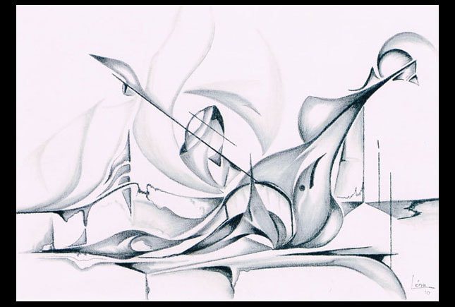 Charcoal painting by Lena Aydenian, archive reference b00007. Low resolution placeholder recovered from her archived website; a high resolution photograph and a confirmed title are still to come.